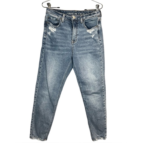 American Eagle Slightly Distressed Medium Blue Mom Jeans size 4 - Picture 1 of 4